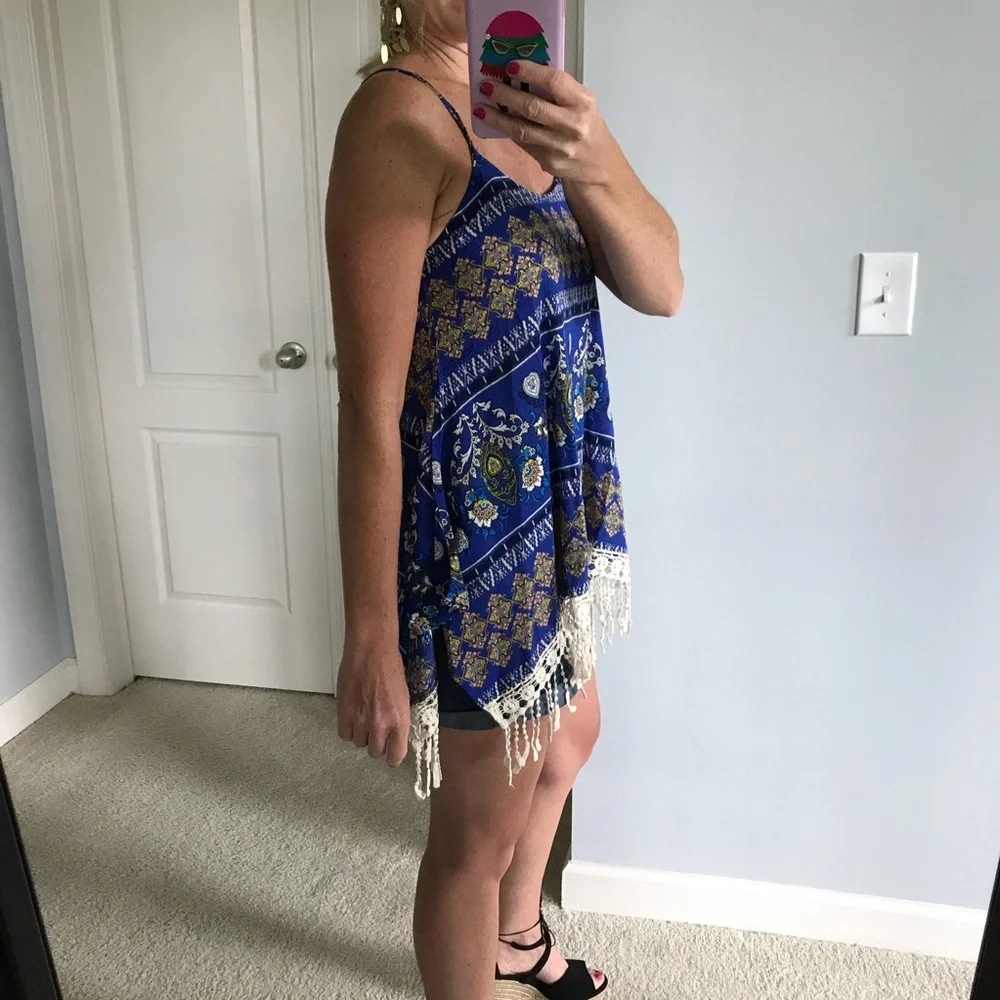 Boho Print, Fringe Hemline Tunic Tank - Picture 3 of 7